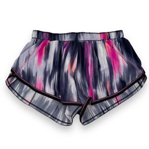 Lululemon Run‎ Roll Down Shorts Women’s 4 Mirage Deep Indigo Polyester Pink Gray